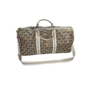 Michael Kors MK signature jacquard duffle travel bag